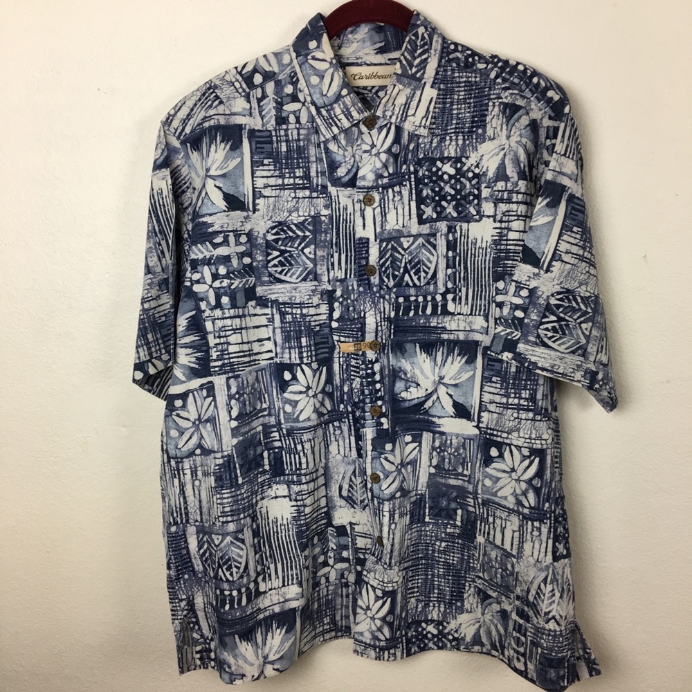 Caribbean men’s button down Hawaiian large